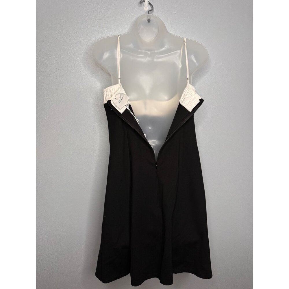 NWT Reformation Sadie Knit Black&White Spaghetti Strap Mini Dress Woman’s Size L - Picture 7 of 11